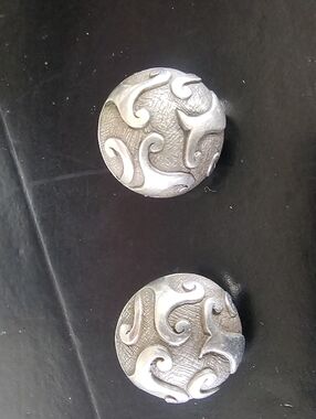 Vintage 925 Sterling Silver Scroll Textured Dome Stud Earrings | Artisan Button